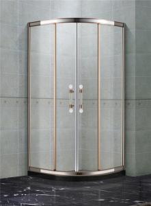 China Rose Gold and Mirror Stainless Steel Quadrant Shower Enclosures With Two Center Pillar 8mm Glass Shower on sale
