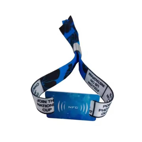 Cheap Adjustable Custom NFC Wristband Fabric Woven RFID Smart Wristband For Events for sale
