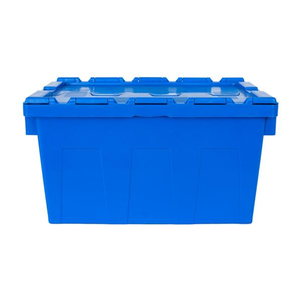Cheap Customized Color Attached Lid Crate Plastic Moving Crate Tote Box for Turnover Logistic for sale