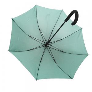 Best Light Green UV Pretection Fabric Wind Resistant Umbrella With Curved Rubber Coating Handle wholesale