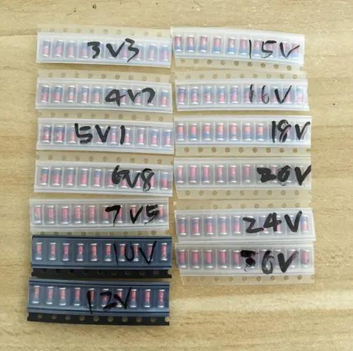 Cheap Integrated Circuits IC LL41 SMD Zener Diode KIT 1W 3.3V 36V 13values 130pcs ZM4728A ZM4732A ZM4733A ZM4737A ZM4740A ZM4742A ZM4744A ZM4745A Zener Diode for sale