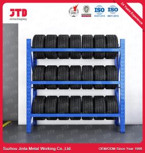 China Heavy Duty Metal Tyre Storage Racks Customized Length 2000mm Blue Color on sale