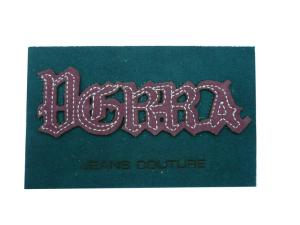 Green Embossed PU Leather Patch With Embroidery Effect For Garment, Suitcase.
