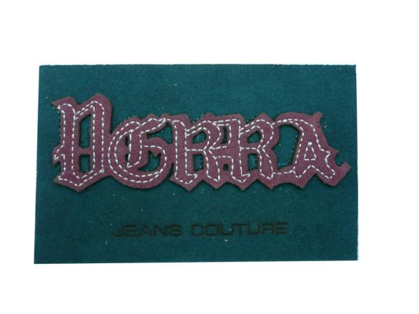Cheap Green Embossed PU Leather Patch With Embroidery Effect For Garment, Suitcase. for sale