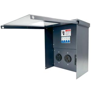 Syntax Temporary Power Outlet Panel Weatherproof RV Pedestal Electrical Breaker With 20A 30A 50 AMP Receptacles