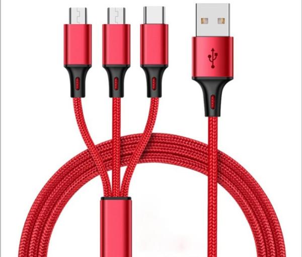 Cheap Fast Charging CE 3 in 1 USB Data Cable For Android Phone 120cm for sale