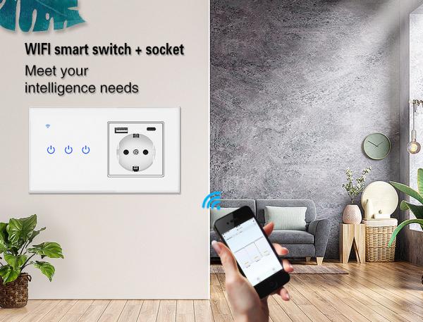 Cheap USB TypeC Switch Socket Combination 280g/Pcs Smart Home Switch And Socket for sale