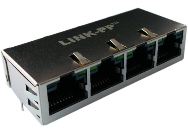 Cheap G26US-710151A Multi-port RJ45 Modular Jacks Right Angle 1 x 4 Port , Tab-up for sale