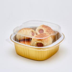 Best 500ml Foil Food Container Disposable Takeout Pans With Clear Lids For Cooking Baking wholesale