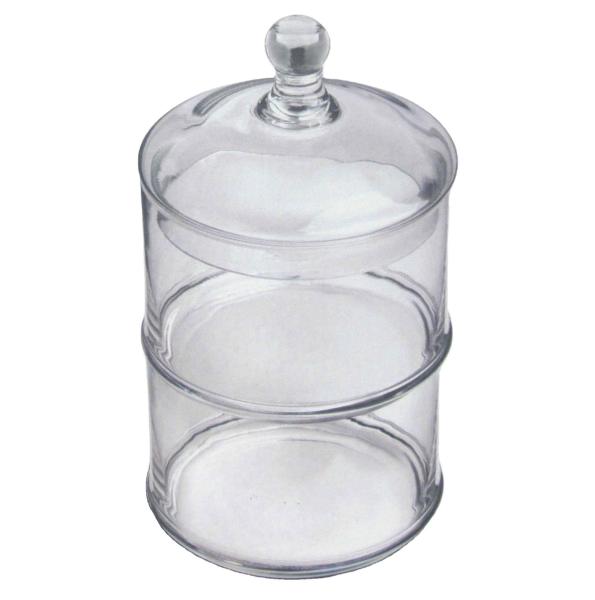 Cheap Handblown 3 Layer Stackable Storage Jars With Lids for sale