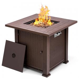 Best Oil Finished Propane Gas Fire Pit Bronze Table 28 Inch Square wholesale
