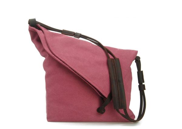 Cheap Pure Red Canvas Bag Folded Design Vintage Canvas Messenger Bag for sale