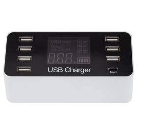 40W Type C Multi Port Phone Charger 8 USB Port With LCD Digital Display