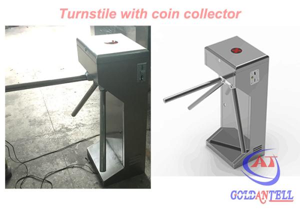 Cheap CE 120 Volt Power supply Tripod Turnstile Gate With Coin Collector , Stable Working for sale