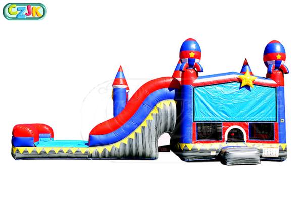 Cheap Children Outdoor Inflatable Obstacle Course / Bounce House With Slide for sale