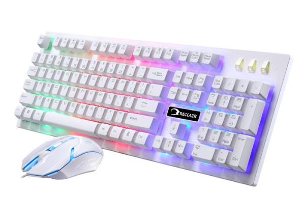 Cheap White Wired USB Mouse And Keyboard Set , Ergonomic Keyboard And Mouse Backlit for sale