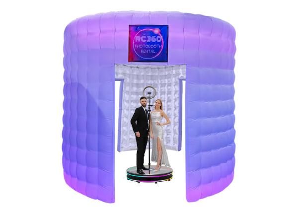 Cheap 360 Led Photo Booth Enclosure Black Cube Led Inflatable Photo Booth With 2 LED Light for sale