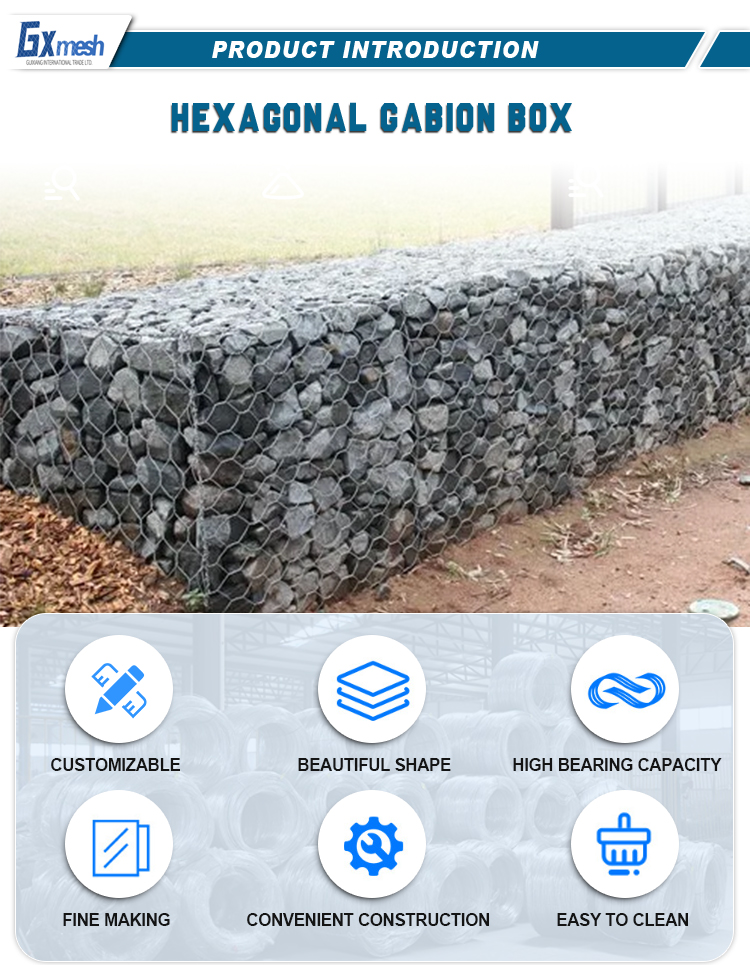 Cheap And High Quality Hexagonal Gabion Basket Mesh Fence Gabions Boxs Galvanized Hexagonal Gabion Box