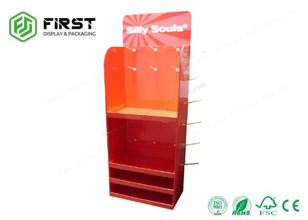Cheap Custom Logo CMYK Color Printing Recycled Paper Cardboard POP Floor Displays With Hooks for sale