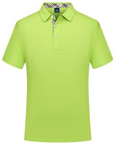 Plain Dyed Mens Polo Shirt Customized Fabric Green Breathable T Shirt