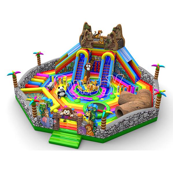 Cheap Zoo Theme  Inflatable Playground Jumping Bouncy Castle With Slide for sale