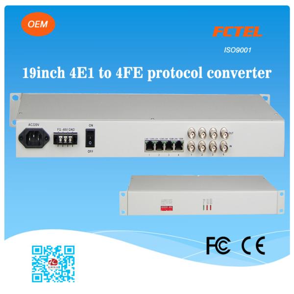 Cheap 19 inch 4E1 to 4FE Ethernet Extender Protocol Converters for sale