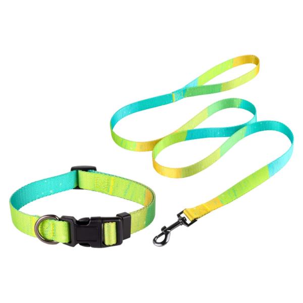 Cheap Luxury Retractable Dog Leash Gradient Colors Dog Collar Leash Set For Small Dog for sale