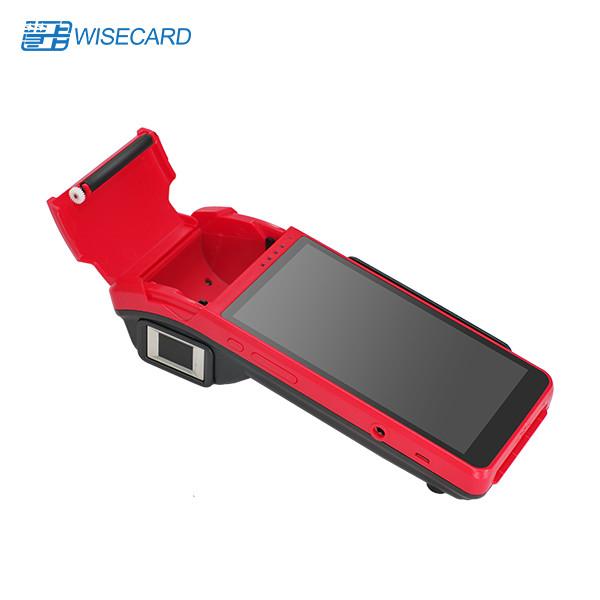 Cheap Red Android Handheld POS Machine With Fingerprint Scanner for sale