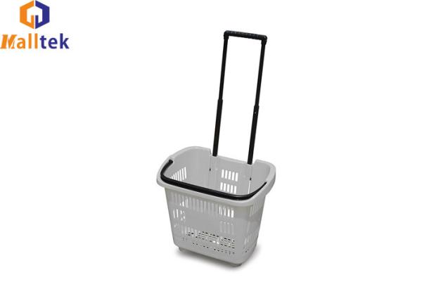 Cheap 30L HDPP Wheeled Grocery Basket With Telescopic Handle for sale