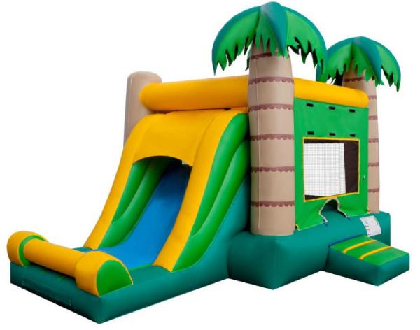Cheap Palm Tree Inflatable Bounce House With Slide Comfortable Strong Fire Retardant for sale