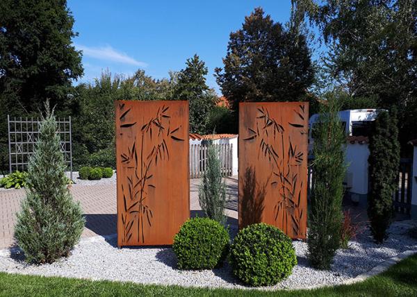 Cheap Bamboo Patterns Metal Garden Ornaments Laser Cut Corten Steel Panels Outdoor Decorative for sale