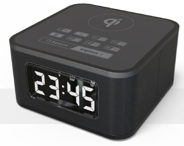 Cheap FM Clock Radio with Wireless Charger and USB Charger Black or Customized Product for sale