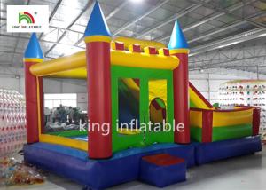 OEM Backyard Inflatable Jumping Castle With Dry Slide Logo Printed