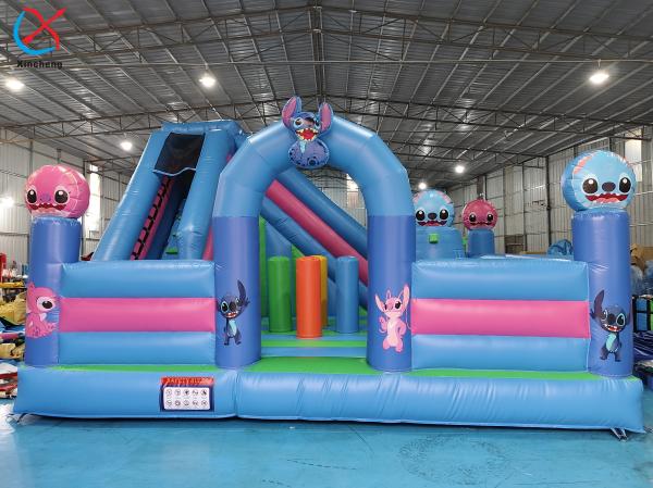 Cheap Digital Printing Inflatable Combos Stitch Inflatable Bouncy House With Slide for sale