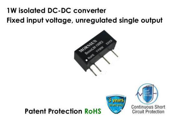 Cheap Isolated 24V To 12V DC DC Converter Module 1.5k VDC 1W With Fixed Input Voltage for sale