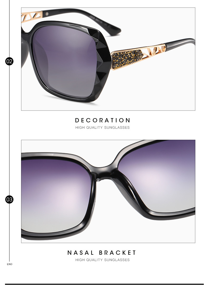 Hollow Ladies Women Polarized Sunglasses UVA UVB Diamond Decoration