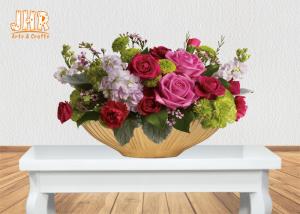 Best Home Decor Gold Leaf Fiberglass Decoration Table Vase Flower Serving Bowl wholesale