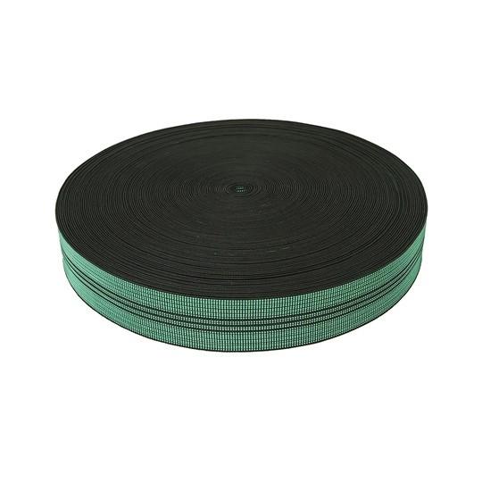 Cheap 50mm Width PP Sofa Elastic Webbing Green Color With 3 Black Lines for sale