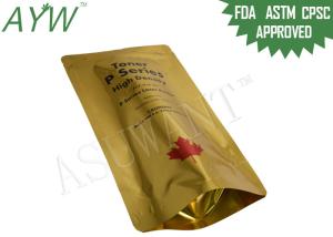 Golden Shiny Surface Mylar Foil Bags , High Density Resealable Weed Bag With Inside Foil