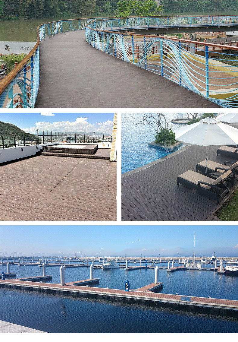 3D Outdoor Wood Plastic Composite Flooring WPC Floor Panel 140x25mm Brown Insulation Courtyard Platform