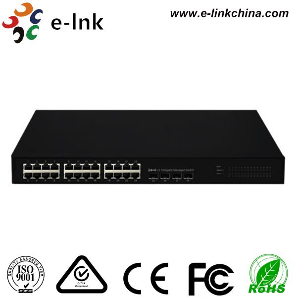 Cheap L3 Managed Ethernet POE Switch 24G + 4 10G SFP+ RISC 400MHz Processor 128Gbps Bandwidth for sale