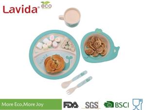 China Non - Toxic High Strength Bamboo Kids Tableware Round Ocean Whale Shape For Home on sale