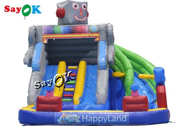 Cheap Inflatable Bouncy Slides Custom Backyard Robot Themed Inflatable Water Slide With Pool for sale