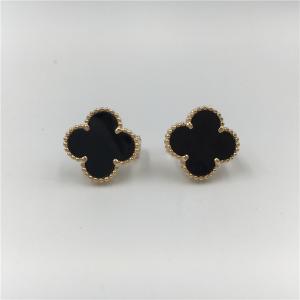 Best Van Cleef Arpels Vintage Alhambra Earrings 18k Yellow Gold With Onyx Fine Jewelry wholesale