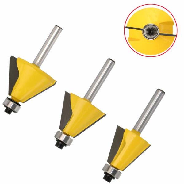 Cheap Yellow Color Woodworking Router Bits / Chamfer Edge Forming Router Bits 1 / 4" Shank for sale