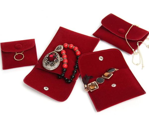 Cheap OEM ODM DOUBLE SIDES VELVET ENVELOPE FABRIC DRAWSTRING GIFT BAGS RED COLOR for sale