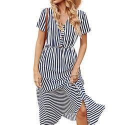 Best Fancy Beach Loose Short Sleeve Maxi Dresses Plain Dyed Square Collar wholesale