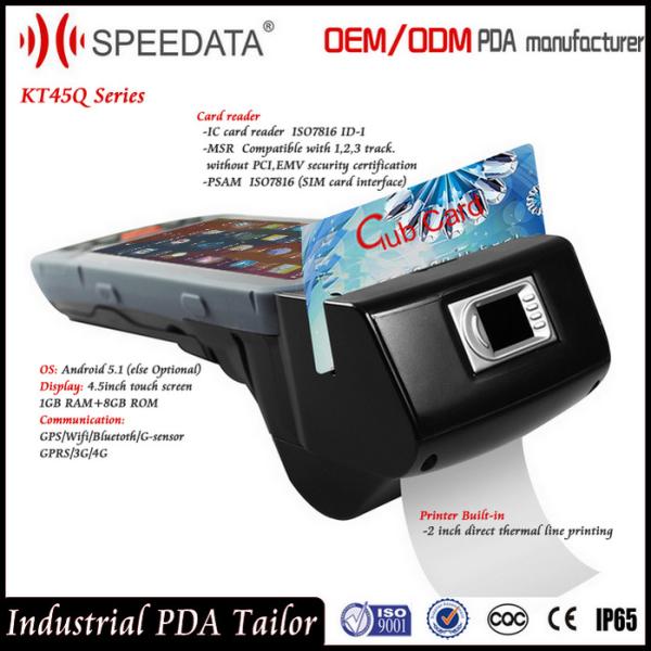 Cheap Mobile Android Barcode Scanner Device , Fingerprint Handheld Barcode Printer for sale