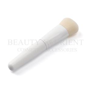 China Single Professional Foundation Brush With Baking Varnish White Aluminum Ferrule on sale
