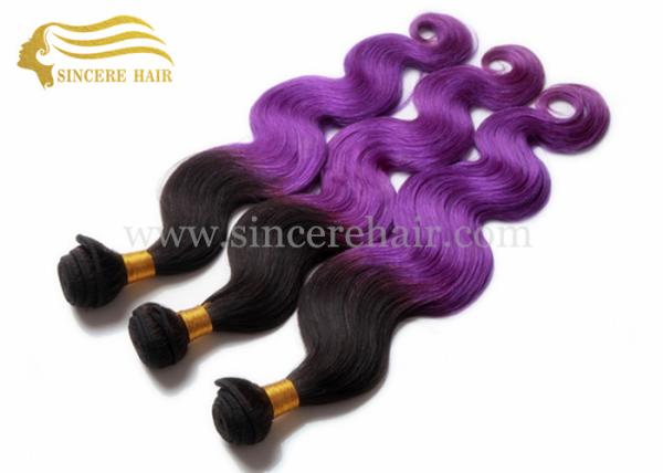 Cheap 55 CM Body Wave Ombre Purple Hair Extensions Machine Weft for sale - 22" Body Wave Ombre Hair Weft Extension for Sale for sale
